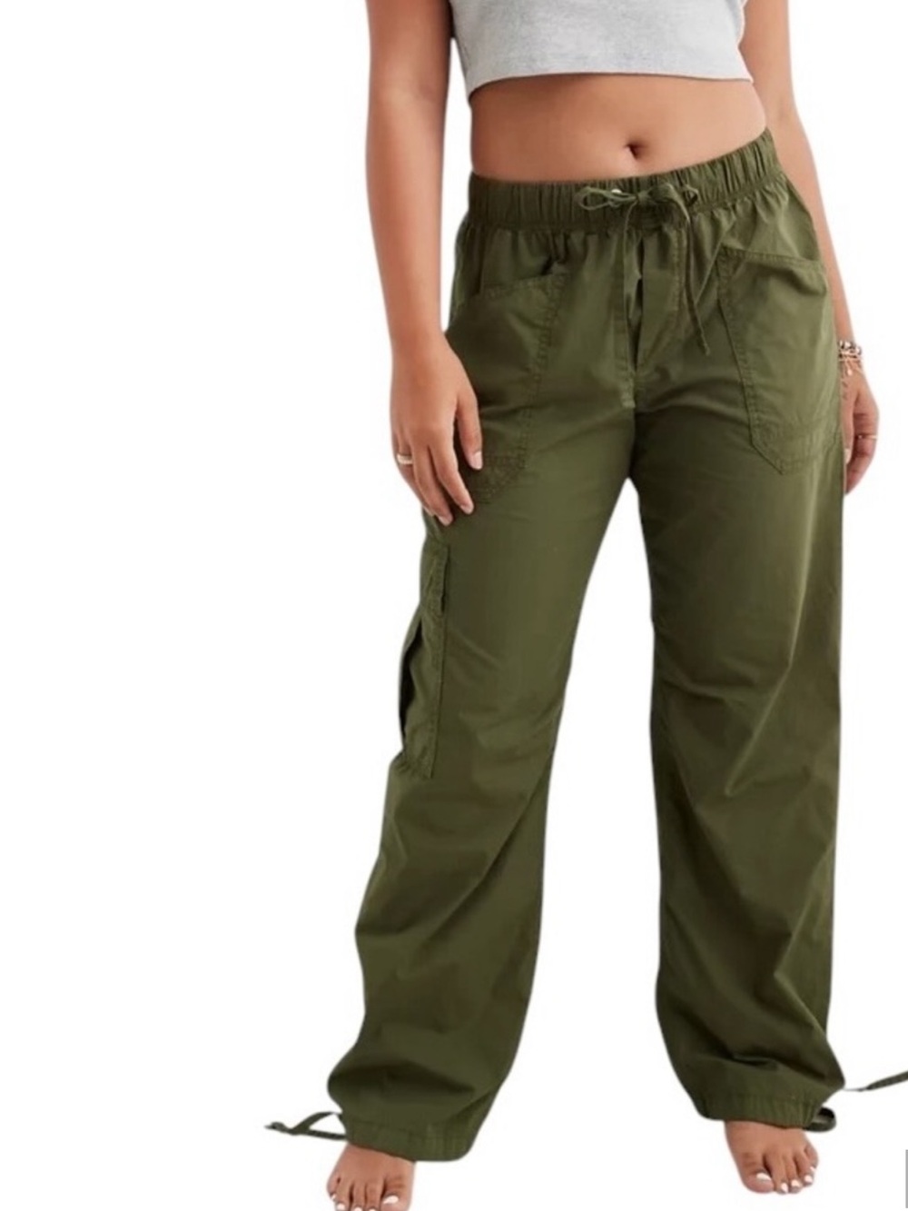 Charlotte Russe Olive Green Cargo Joggers
